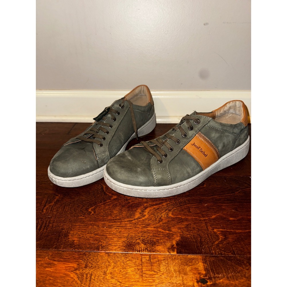 Josef Seibel Topas 01 Mens Olive Green Nubuck Leather Sneakers EU 44 US 10.5-11